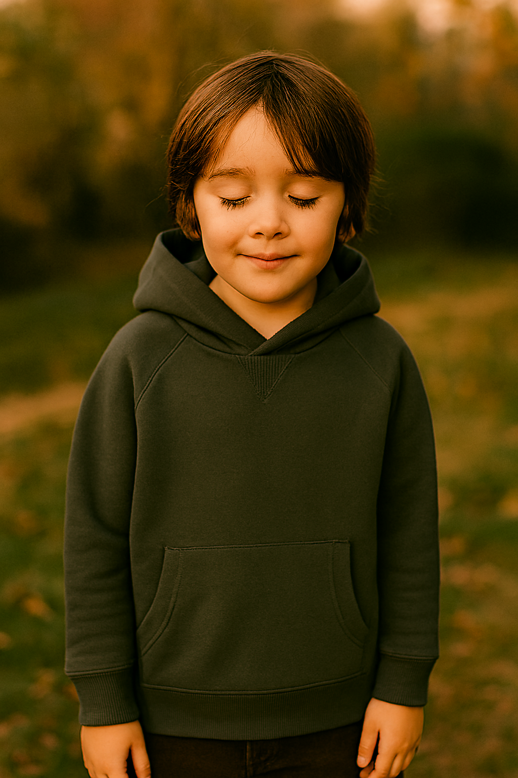 Sweat Enfant avec capuche couleur Kaki